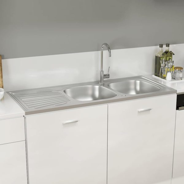 Lava-louça cozinha + cuba dupla aço inox prateado - Image 3