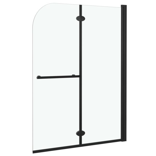 Divisória de chuveiro dobrável 2 painéis ESG 95x140 cm preto - Image 2