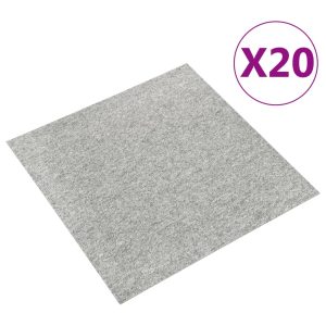 Ladrilhos carpete para pisos 20 pcs 5 m² 50x50cm cinzento-claro