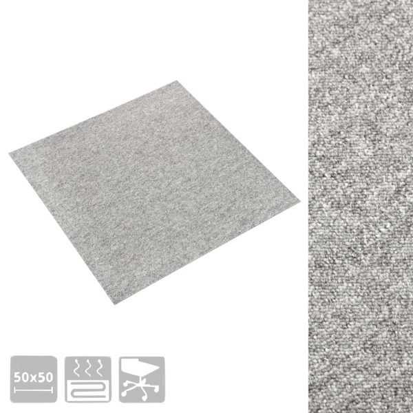 Ladrilhos carpete para pisos 20 pcs 5 m² 50x50cm cinzento-claro - Image 3