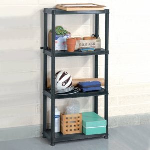 Unidade com 4 prateleiras 61x30,5x130 cm plástico preto