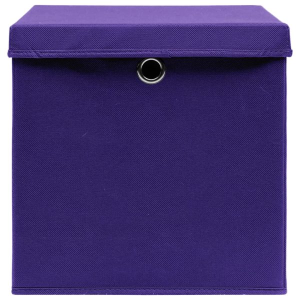 Caixas de arrumação com tampas 10 pcs 28x28x28 cm roxo - Image 3