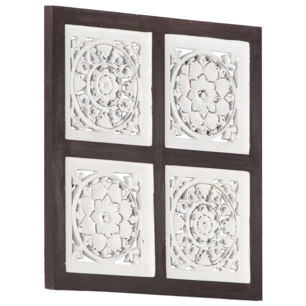 Painel parede esculpido à mão MDF 40x40x1,5 cm castanho/branco