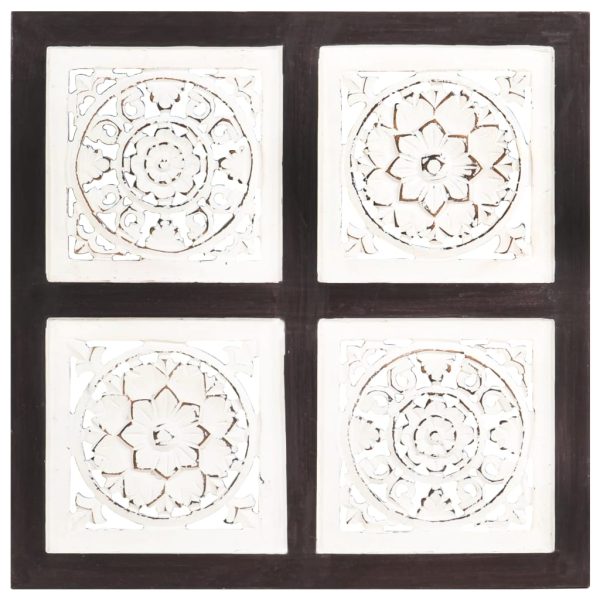 Painel parede esculpido à mão MDF 40x40x1,5 cm castanho/branco - Image 2