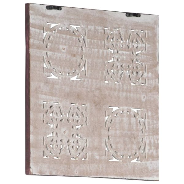 Painel parede esculpido à mão MDF 40x40x1,5 cm castanho/branco - Image 3
