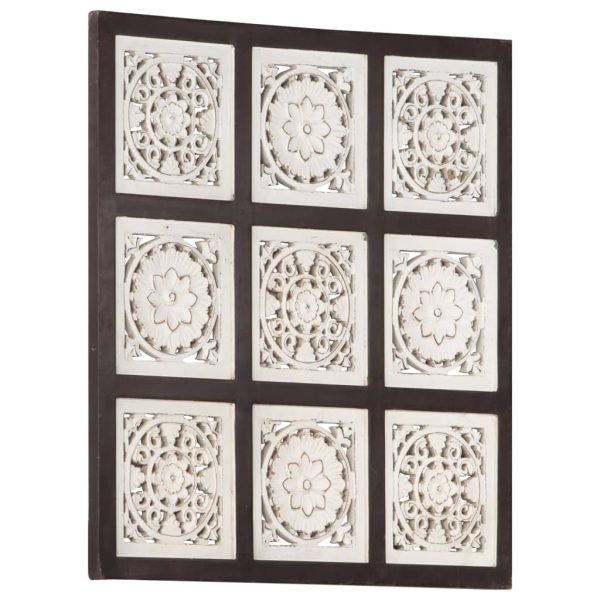 Painel parede esculpido à mão MDF 60x60x1,5 cm castanho/branco