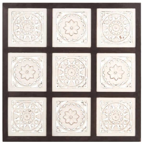 Painel parede esculpido à mão MDF 60x60x1,5 cm castanho/branco - Image 2