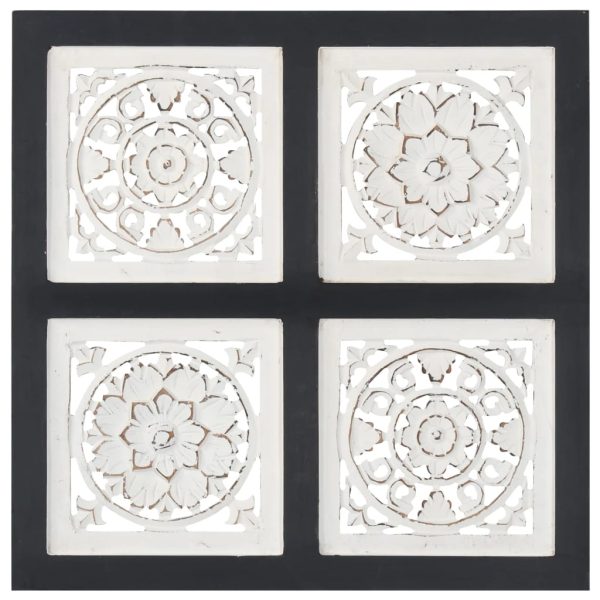 Painel de parede esculpido à mão MDF 40x40x1,5 cm preto/branco - Image 2