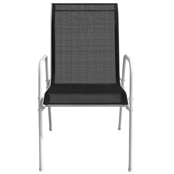 Cadeiras de jardim empilháveis 2 pcs aço e textilene preto - Image 2