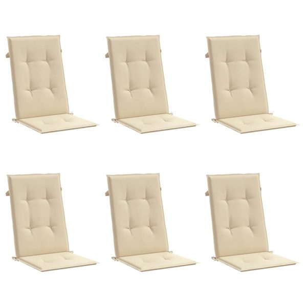 Almofadões para cadeiras altas de jardim 6 pcs tecido bege - Image 2