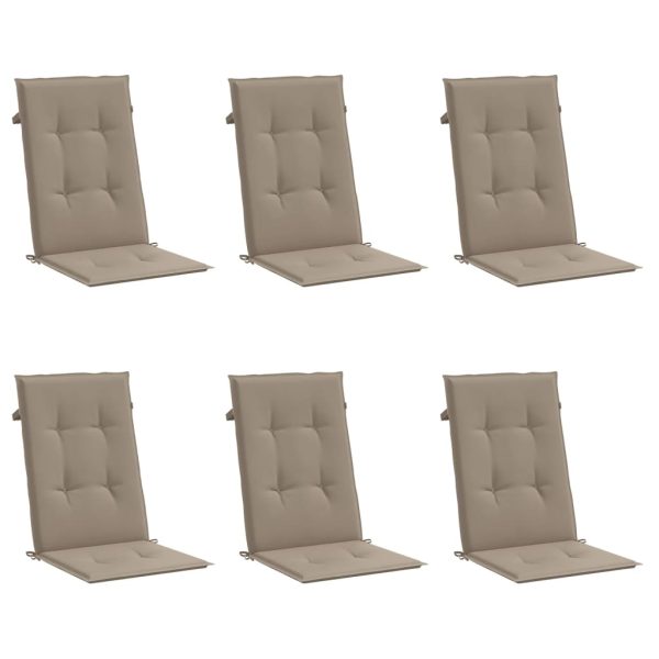 Almofadões cadeiras altas jardim 6 pcs tecido cinza-acastanhado - Image 2