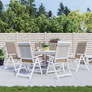 Almofadões cadeiras altas jardim 6 pcs tecido cinza-acastanhado