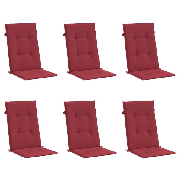 Almofadões p/ cadeiras altas jardim 6 pcs tecido vermelho tinto - Image 2