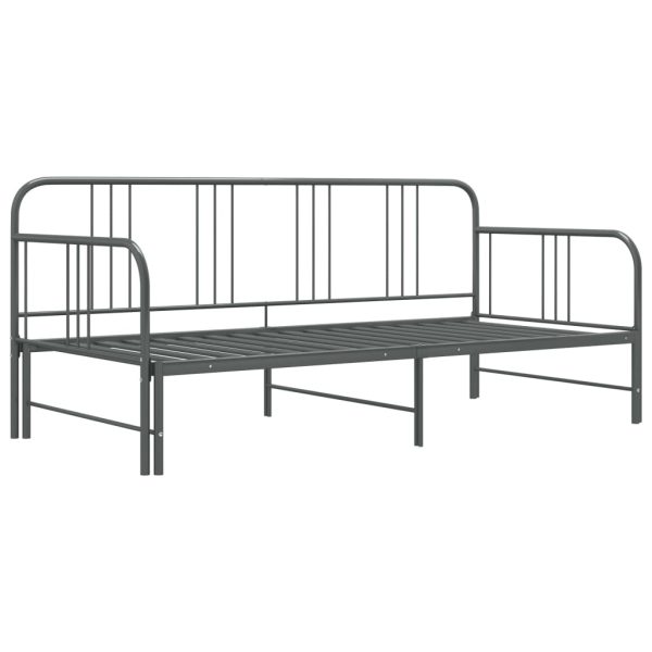 Estrutura sofá-cama de puxar 90x200 cm metal cinzento - Image 2