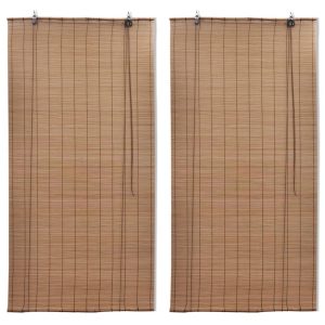 Estores de rolo 2 pcs 150 x 220 cm bambu castanho