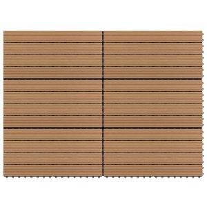 Ladrilhos de pavimento 6 pcs WPC 1,08m² 60x30 cm castanho