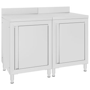 Mesa trabalho comercial c/ armário 120x60x96 cm aço inoxidável