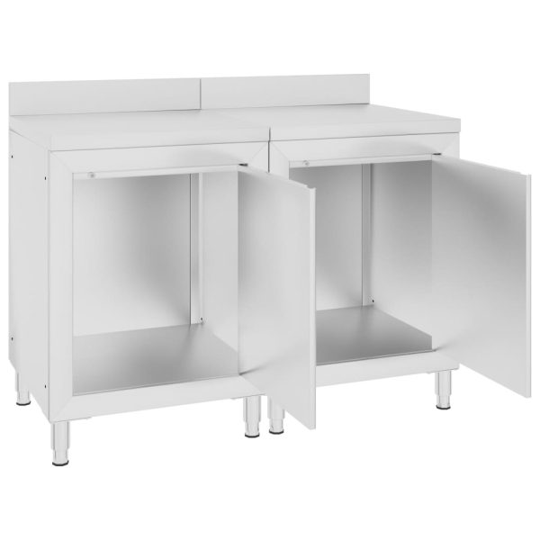 Mesa trabalho comercial c/ armário 120x60x96 cm aço inoxidável - Image 2