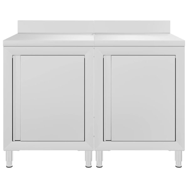 Mesa trabalho comercial c/ armário 120x60x96 cm aço inoxidável - Image 3