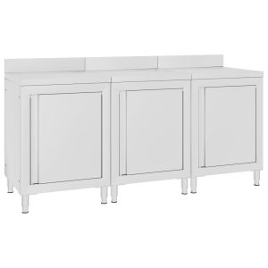 Mesa trabalho comercial c/ armário 180x60x96 cm aço inoxidável