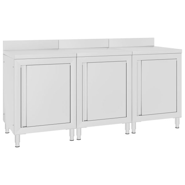 Mesa trabalho comercial c/ armário 180x60x96 cm aço inoxidável