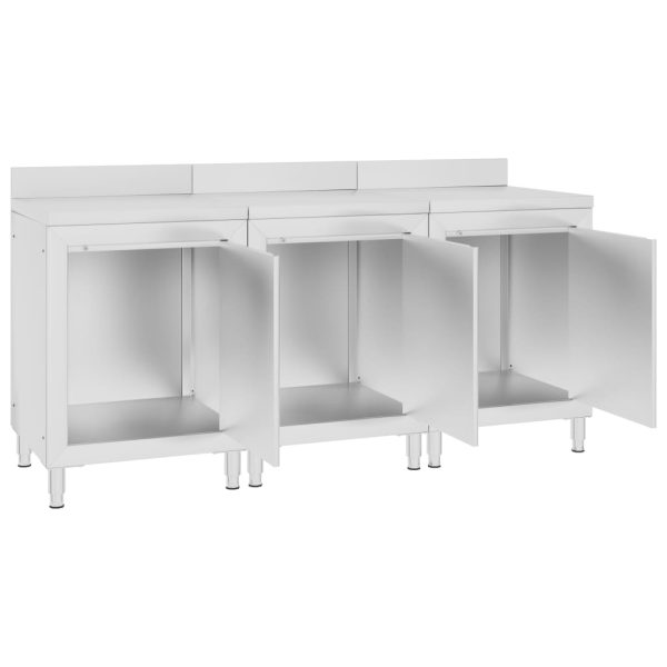 Mesa trabalho comercial c/ armário 180x60x96 cm aço inoxidável - Image 2