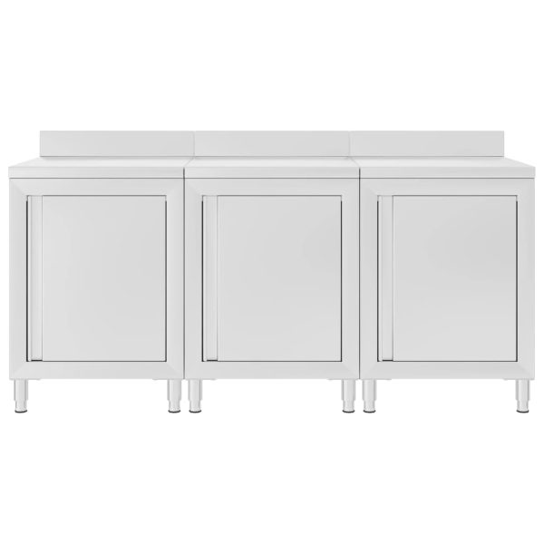 Mesa trabalho comercial c/ armário 180x60x96 cm aço inoxidável - Image 3