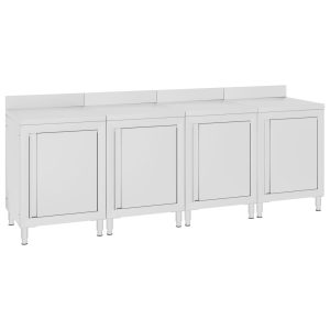 Mesa trabalho comercial c/ armário 240x60x96 cm aço inoxidável