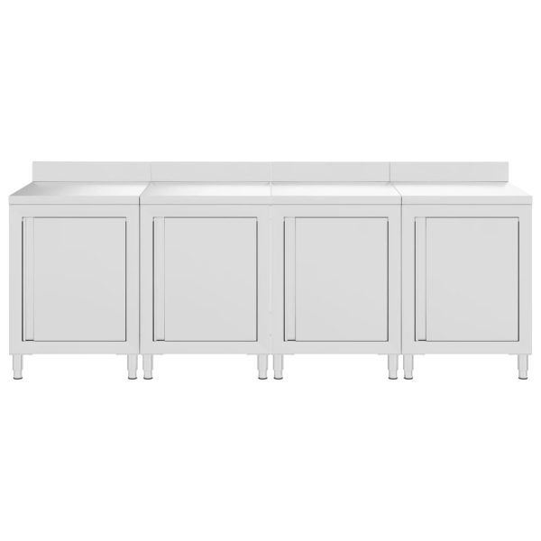 Mesa trabalho comercial c/ armário 240x60x96 cm aço inoxidável - Image 3