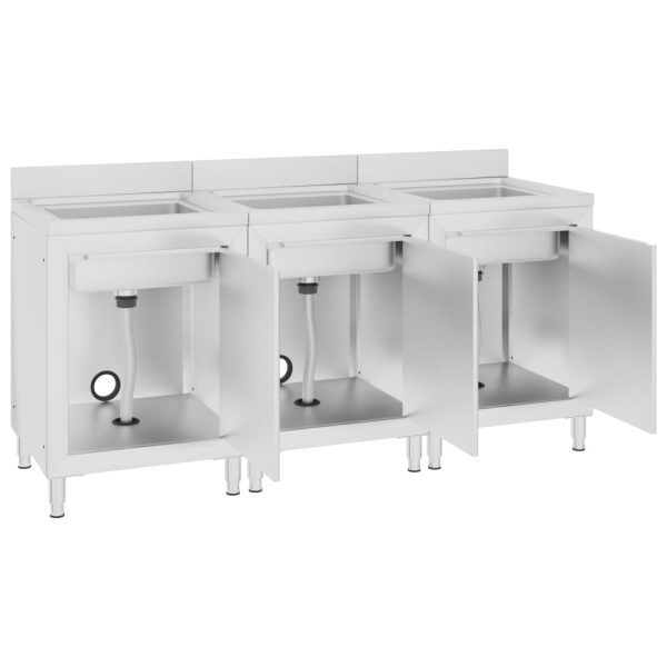Armários c/ lava-louça cozinha comercial 3 pcs aço inoxidável - Image 3