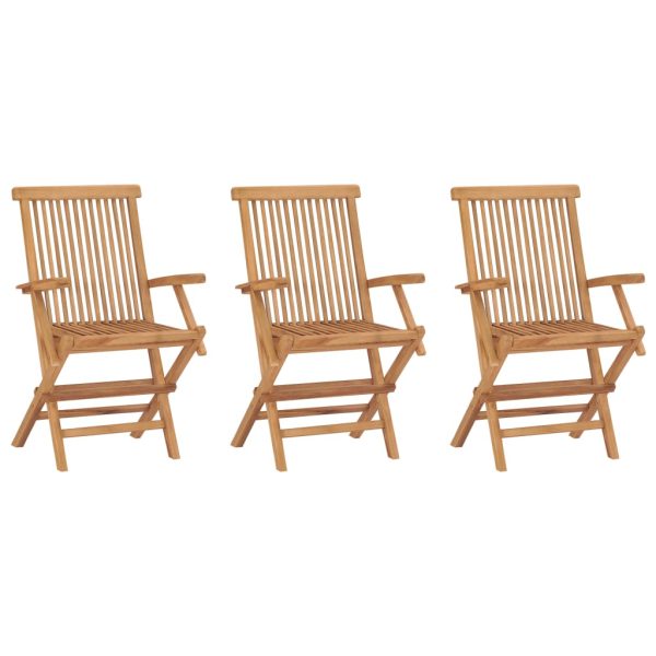 Cadeiras de jardim dobráveis 3 pcs madeira de teca maciça