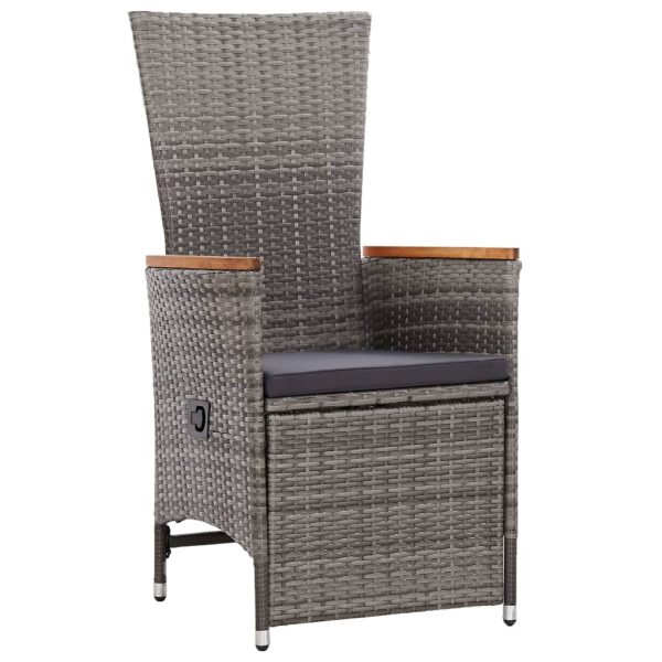 3 pcs conjunto lounge de jardim c/ almofadões vime PE cinzento - Image 2