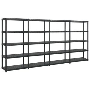 Unidade com 5 prateleiras 340x40x185 cm plástico preto