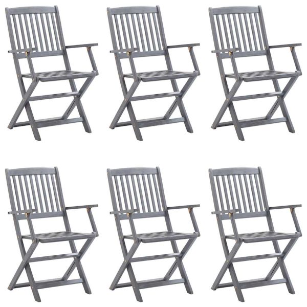 Cadeiras exterior dobráveis c/ almofadões 6 pcs acácia maciça - Image 2