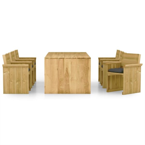 7 pcs conj. de jantar p/ jardim c/ almofadões pinho impregnado - Image 2