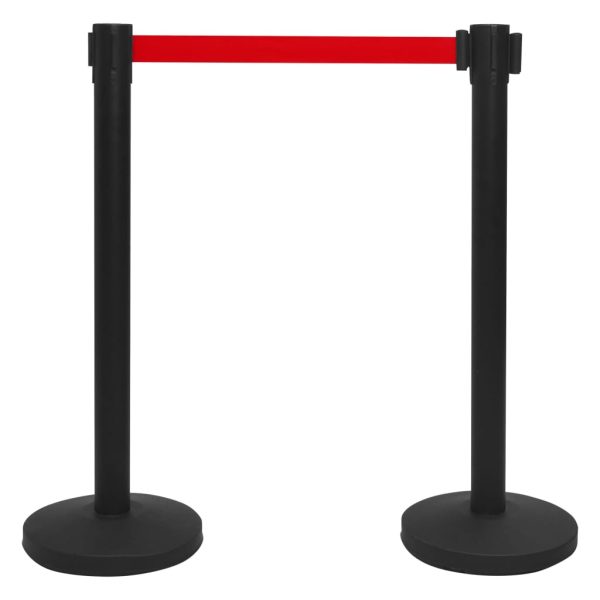 Postes separadores com fitas 4 pcs ferro preto - Image 2