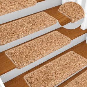 Tapetes de escadas 10 pcs 65x21x4 cm bege