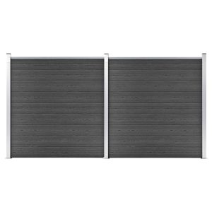 Conjunto de painel de vedação WPC 353x186 cm preto