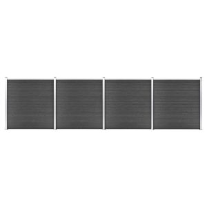 Conjunto de painel de vedação WPC 699x186 cm preto
