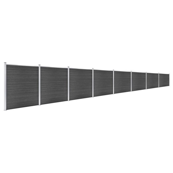 Conjunto de painel de vedação WPC 1391x186 cm preto - Image 2