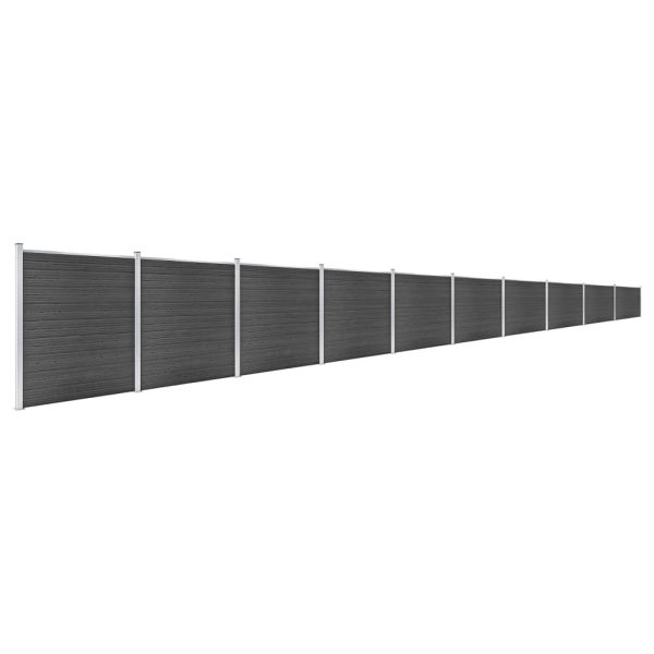 Conjunto de painel de vedação WPC 1737x186 cm preto - Image 2