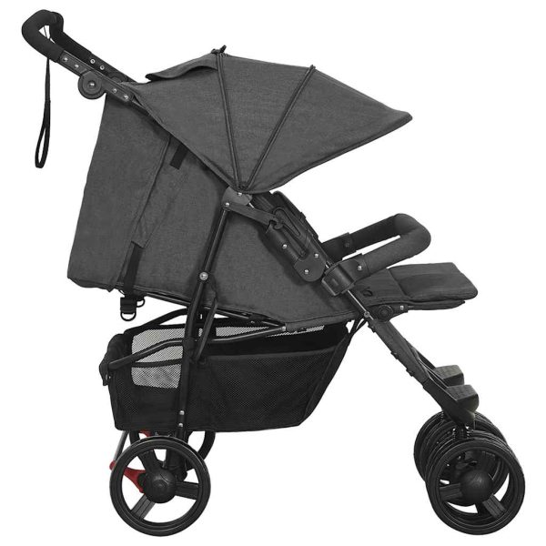 Carrinho de bebés para gémeos aço antracite - Image 3