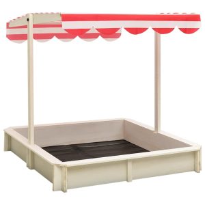Caixa de areia c/ telhado ajustável abeto UV50 branco/vermelho