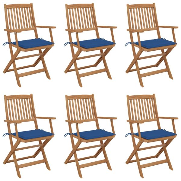 Cadeiras de jardim dobráveis c/ almofadões 6 pcs acácia maciça