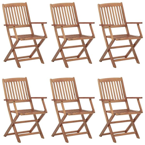 Cadeiras de jardim dobráveis c/ almofadões 6 pcs acácia maciça - Image 2