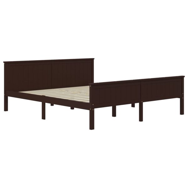Estrutura de cama 200x200 cm pinho maciço castanho-escuro - Image 2