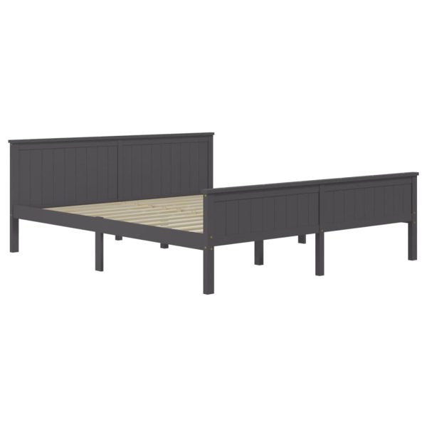 Estrutura de cama 200x200 cm pinho maciço cinzento - Image 2