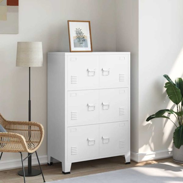 Aparador de arrumação industrial 75x40x115 cm metal branco