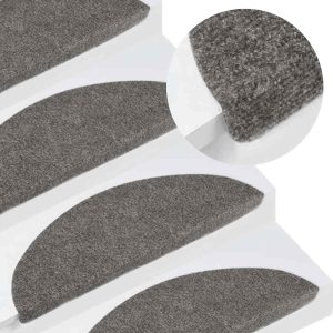 Tapetes de escada adesivos 15 pcs 56x17x3 cm cinzento