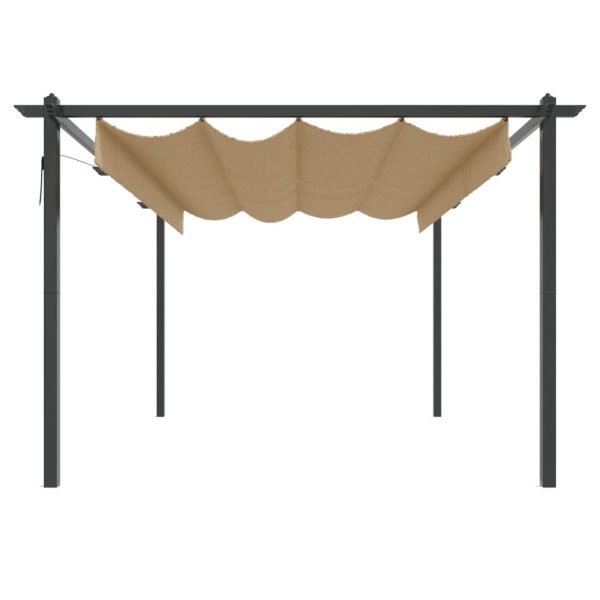 Gazebo de jardim com telhado retrátil 4x3 m cinza-acastanhado - Image 2